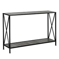 gray mdf countertop black wrought iron base 2 layers forked console table desk