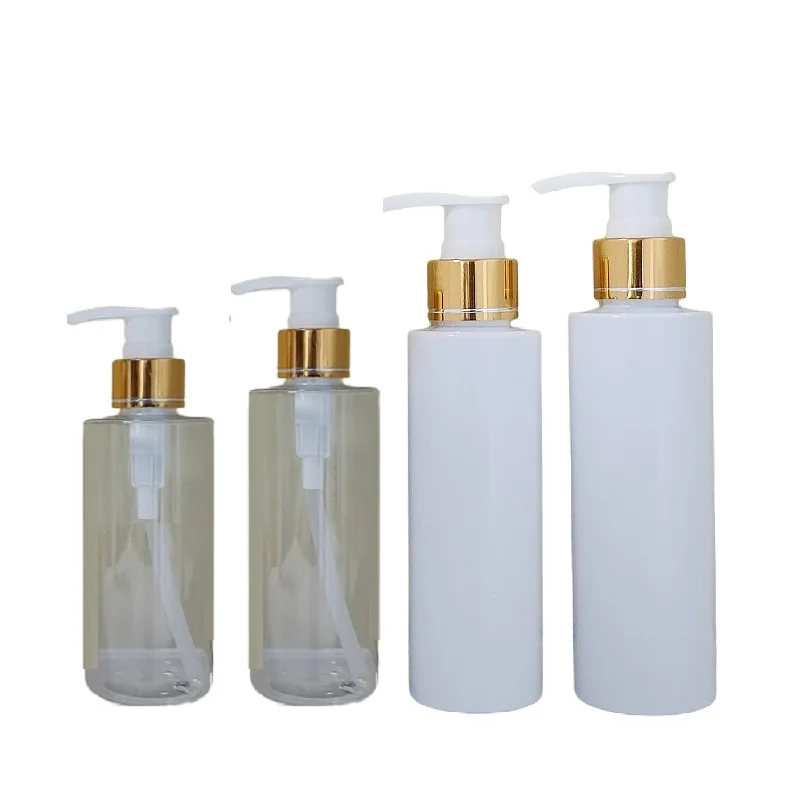 

80 г 100 г 150 г 200 г 250 г насос для лосьона для домашних животных упаковка для золотого ошейника Круглая Плоская плечевая прозрачная белая пластиковая бутылка для шампуня 20 шт.