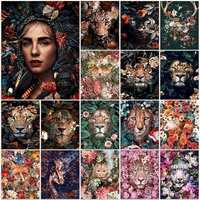 5d diy diamond painting lions cross stitch kits pour glue full squareround tiger diamont embroidery animals mosaic home decor