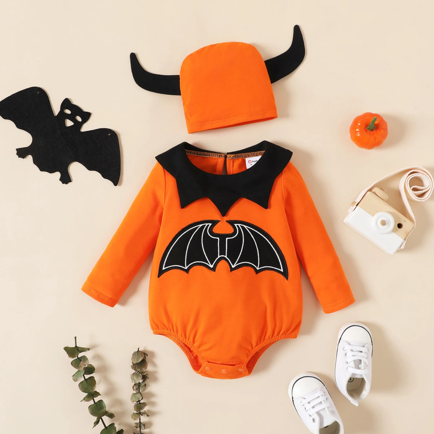 

PatPat Baby Boys Halloween Costumes 2pcs Bat Pattern Long-sleeve Romper with Hat Set Baby Clothes for Infant 0-18 Months