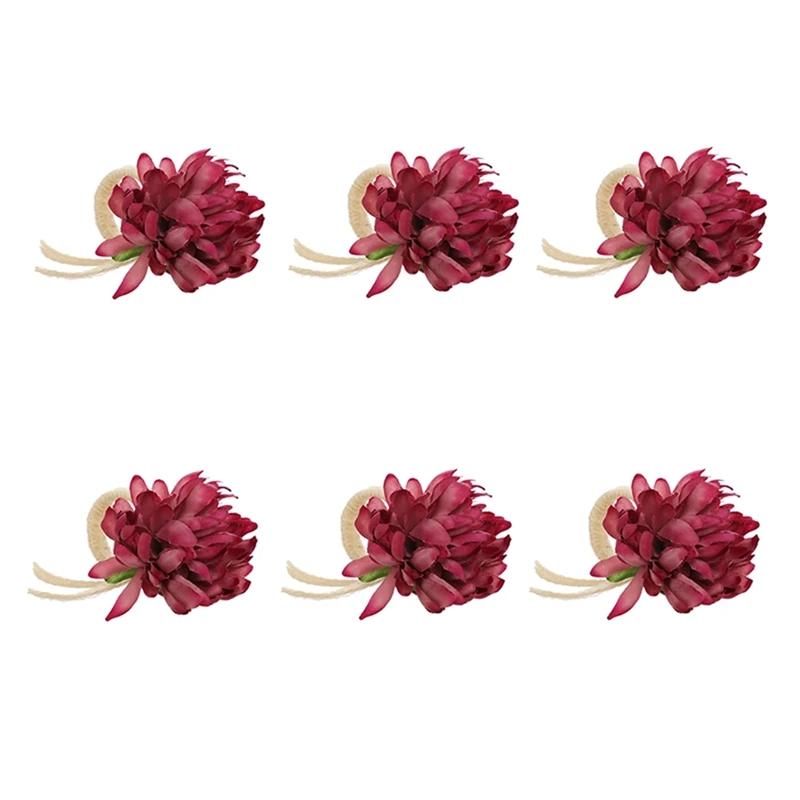 

HOT-6 Pcs Flower Shaped Towel Buckle Napkin Ring,Chrysanthemum Napkin Ring Holder For Dinner Festival Wedding Party