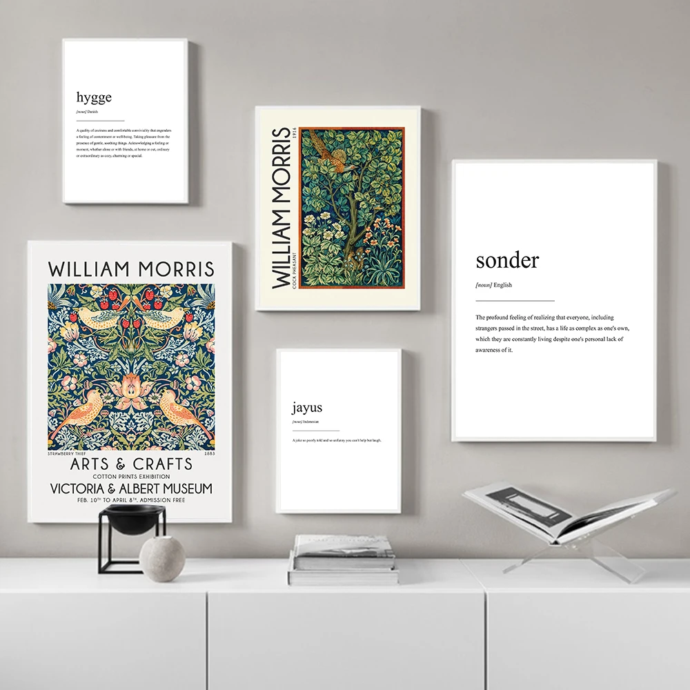 

William Morris Famous Classic Poster Flower Leaf Painting Retro Wall Art Pictures Hygge Definition Quote Canvas Decor Prints