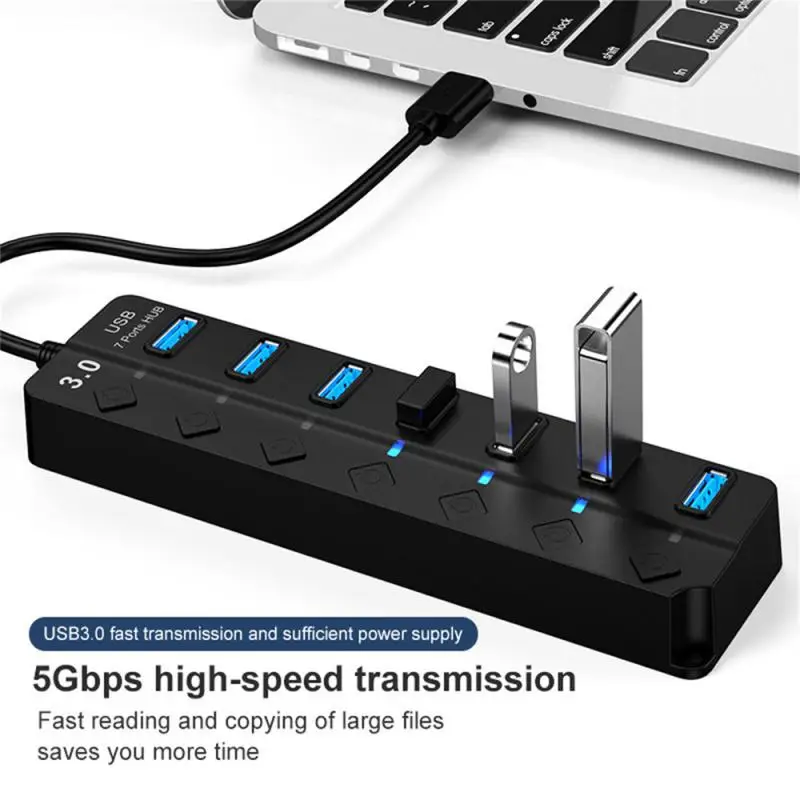 

USB-разветвитель для ноутбука, 7 портов, USB 3,0