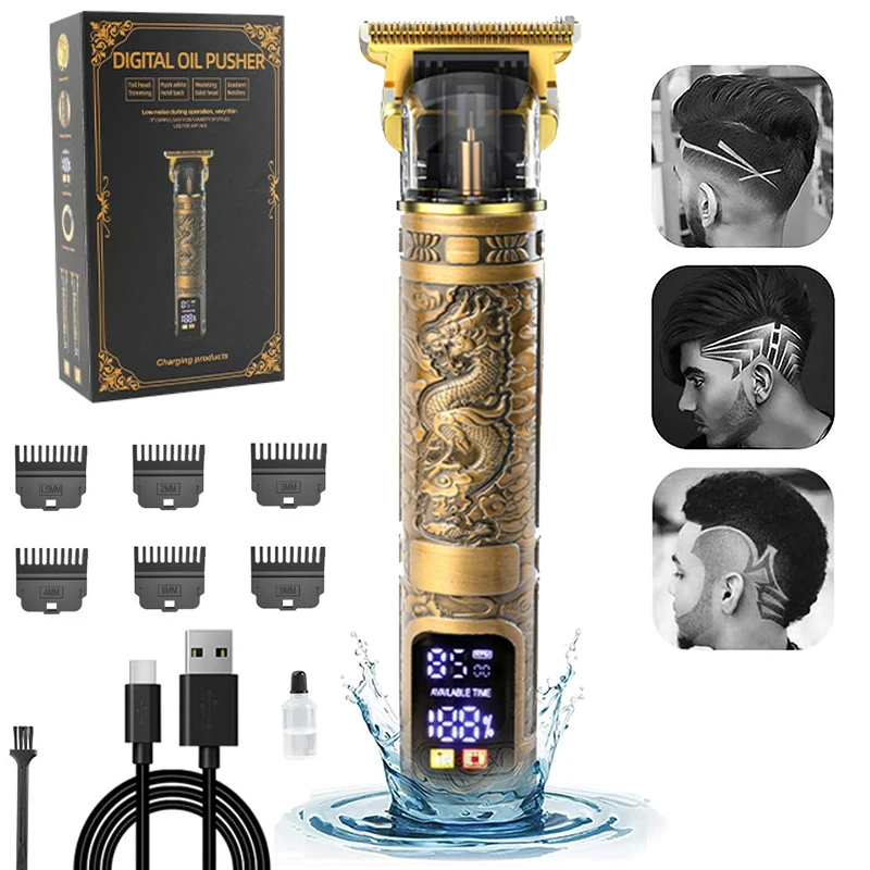 T9 Electric Hair Cutting LCD Digital Display Vintage Barber Machine Professional Rechargeable Hair Trimmer For Men Hair Clipper