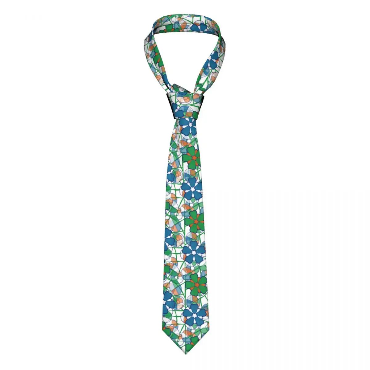 

Blue Green Flower Necktie Men Silk Polyester 8 cm Narrow Flower Painting Neck Tie for Mens Accessories Cravat Wedding Party