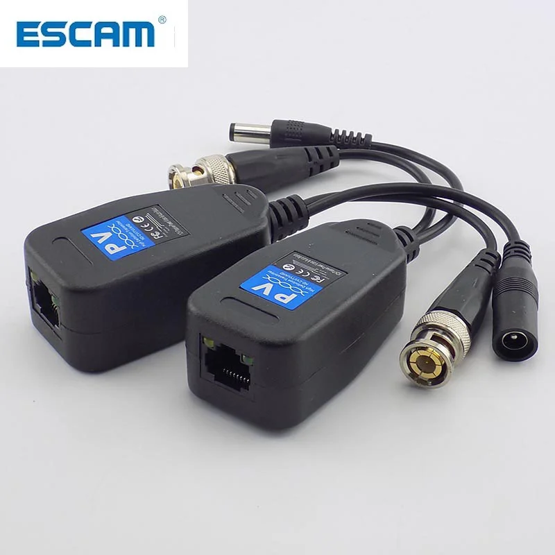 ESCAM 1 пара (2 шт.) Пассивный CCTV коаксиальный BNC Power видео балун трансивер разъемы к RJ45 BNC male для видеокамеры видеонаблюдения