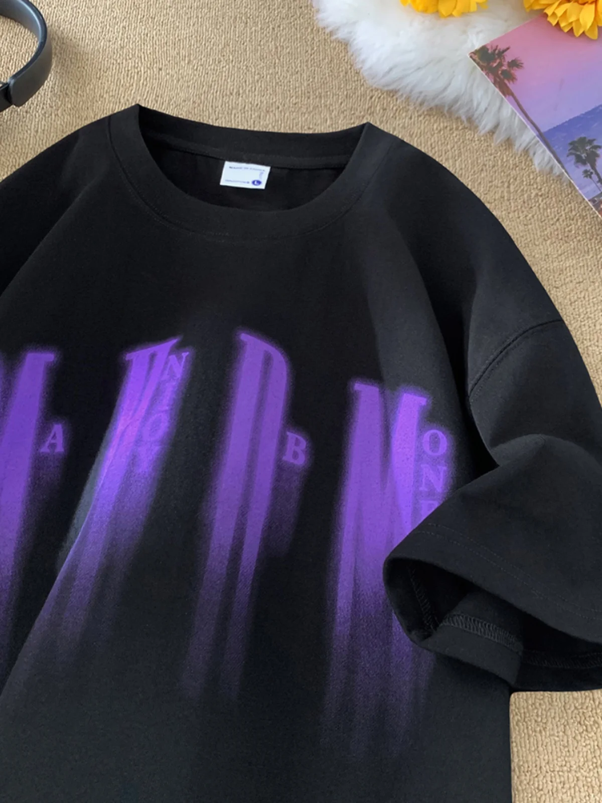 V37 Американская футболка с короткими рукавами мужская летняя 2024 новинка Ins