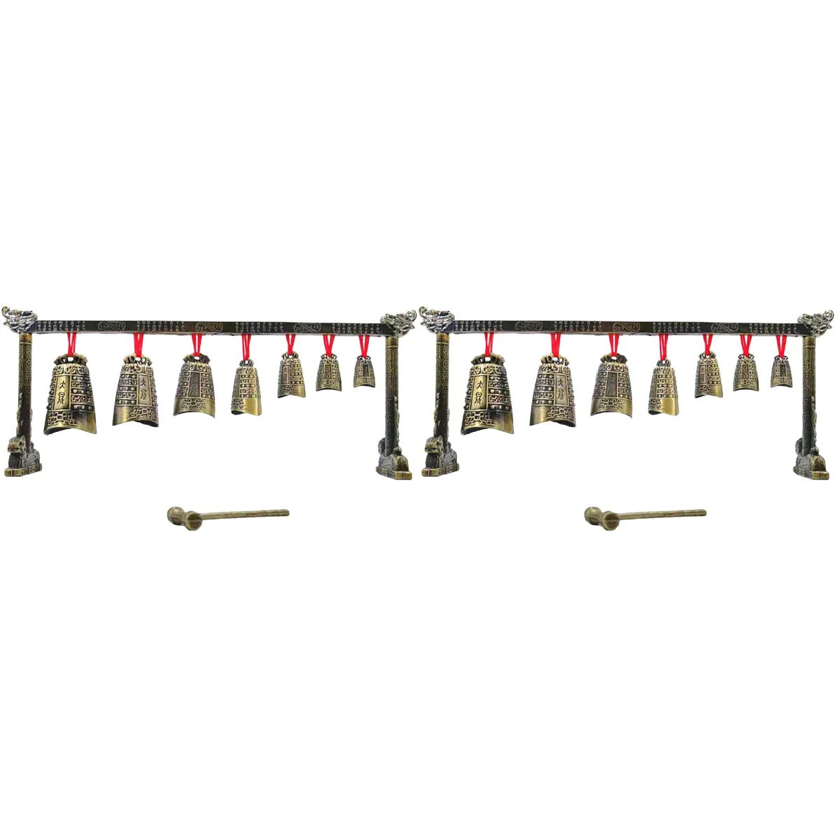 

2 Pack Chime Ornament Ancient Chinese Chimes Instrument Style Adornment Musical Alloy Small Decor