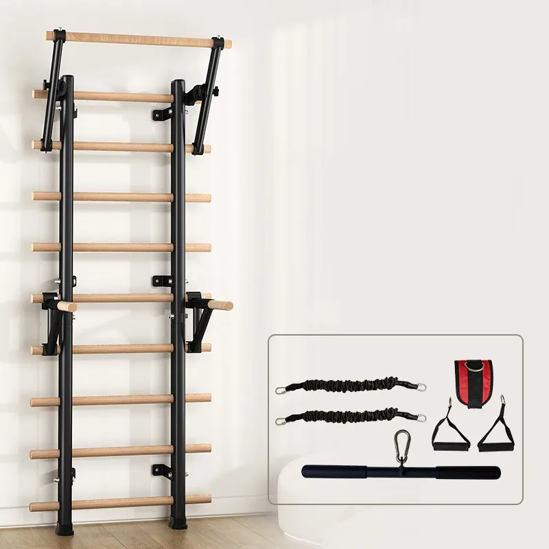 

Wholesale Manufacturer Fitness Pull Up Bar Wall Mounted Wooden Swedish Ladder