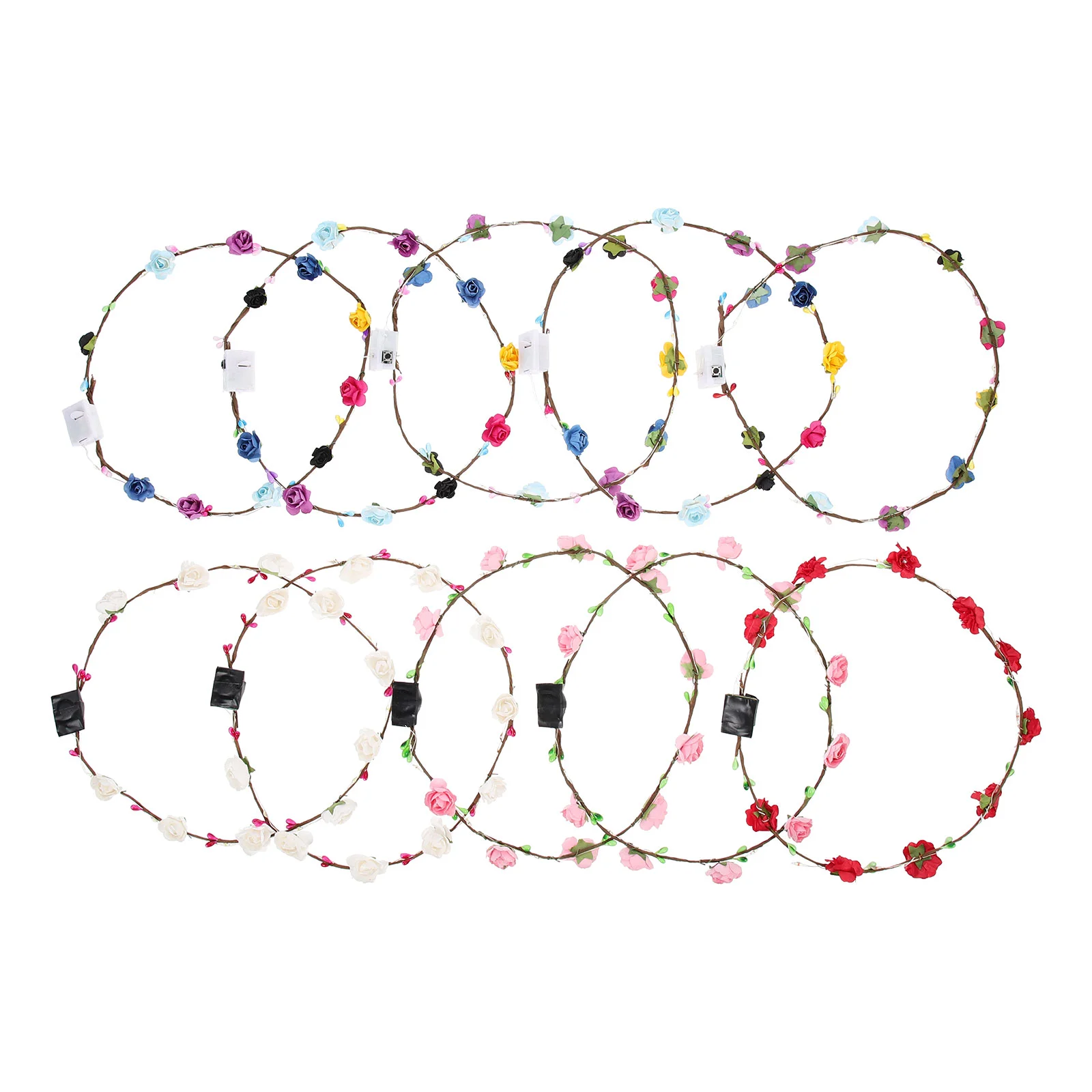 

10 Pcs Luminous Garland Headband Girls Hair Ties Wreath Headbands Light Up Floral Headpiece Crown Wedding Baby Accessory