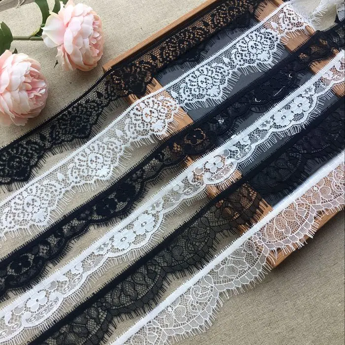 

15M/5PCS Eyelash Lace Fabric Trim DIY Collar Sleeves Stitching Decorative Material Pants Skirt Lengthening Accessories RS1284