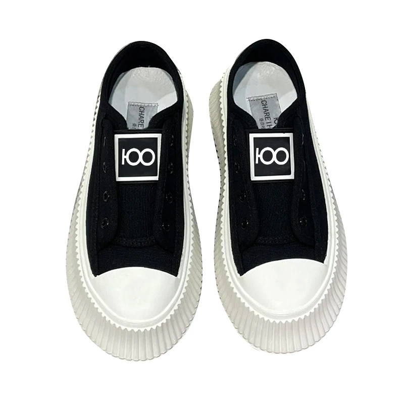 Charei 100 French original design fashion avant-garde shoes official latest brand element first layer cowhide splicing canvas