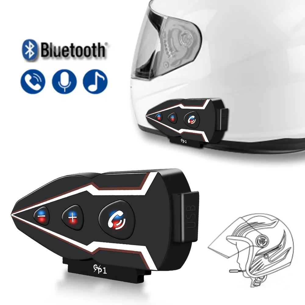 

Motorcycle Helmet Earphones & Headphones 1 to 2 Connection Bluetooth 5.0 Handsfree Call Kit Stereo Outside Night Ride Waterproof