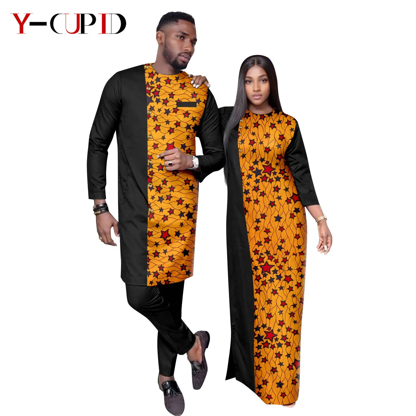 Африканские свободные длинные платья для женщин парные мужские наряды базин