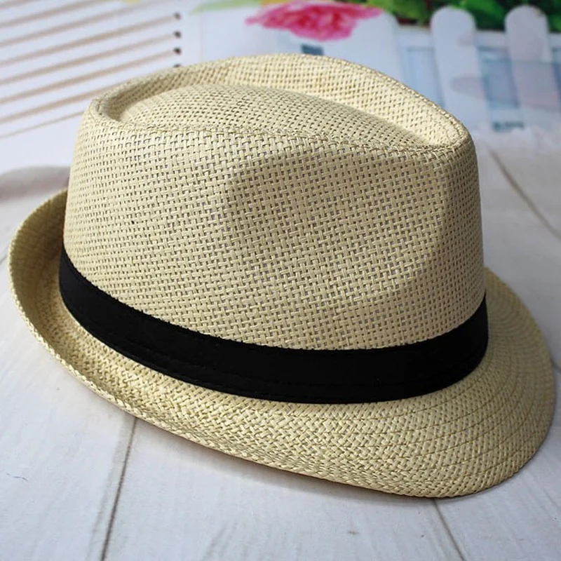 

Summer Casual Solid Straw Sun Hats for Women Men Sun Protection Breathable Fashion Unisex Jazz Cowboy Beach Hat Gangster Caps