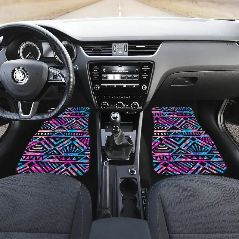

Blue Tribal Ethnic Aztec Boho Chic Bohemian Pattern Car Floor Mats Set, Front and Back Floor Mats for Car, Car Accessories