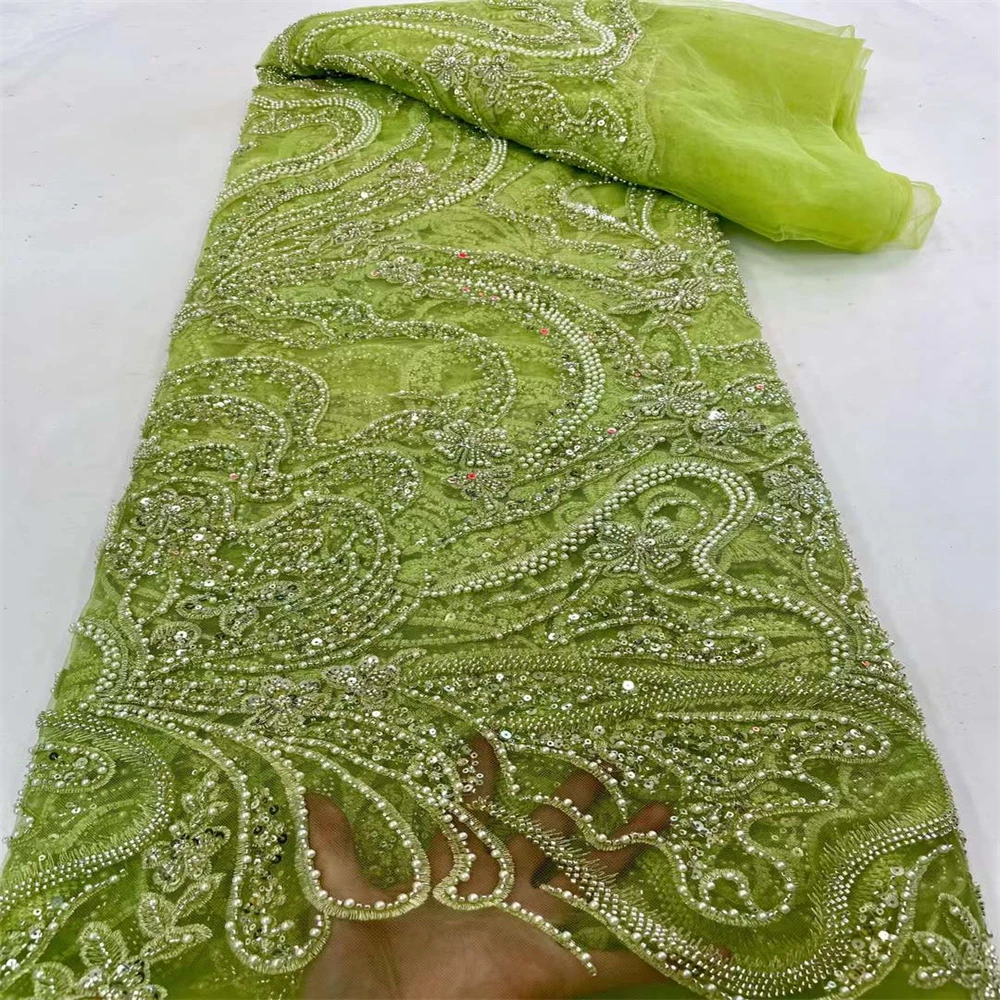 

Beaded Lace Fabric 2023 High Quality African Sequins Lace French Tulle Lace Fabric Lace Nigerian Mesh Fabric For Dress WS-0400