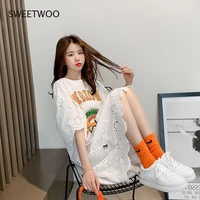 casual clothes womens t shirt for summer loose elegant graphic short sleeve white midi tops fashion korean t shirt tide
