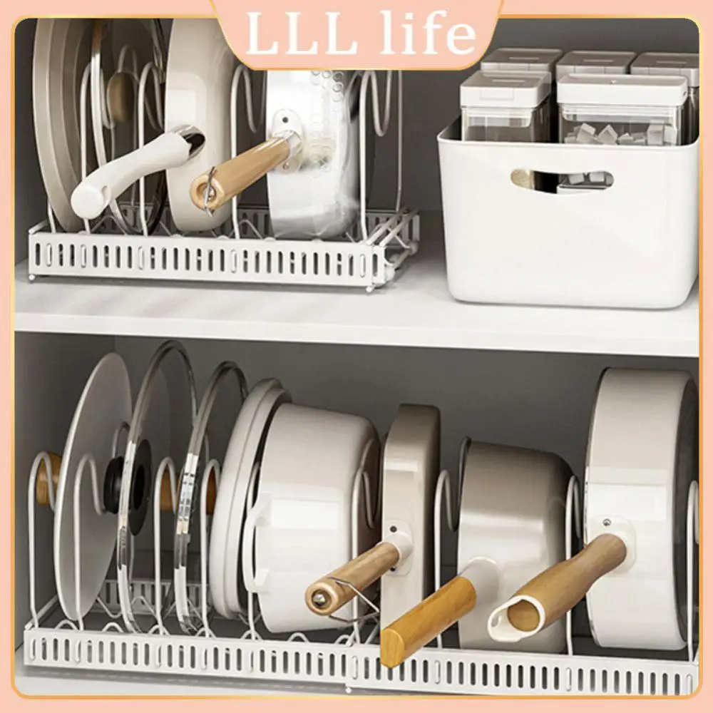 

Kitchen Organizer Pot Lid Rack Extended Stainless Steel Spoon Plate Holder Shelf Cooking Dish Tray Stand Accessories Storage