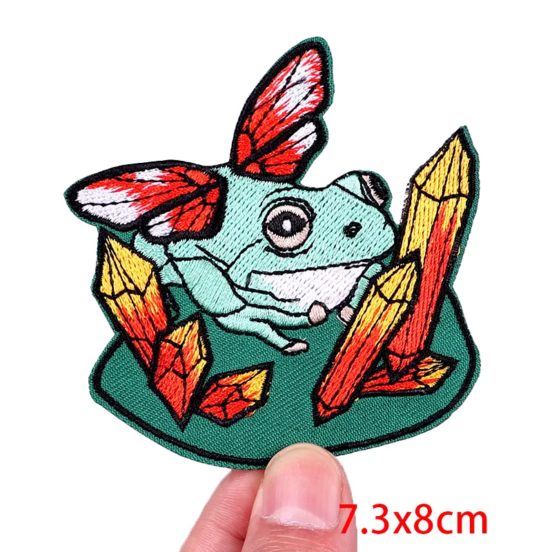 Нашивка С Вышивкой животных забавная нашивка с лягушкой патчи для одежды утюгом