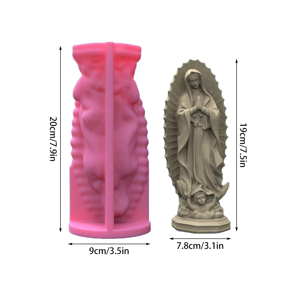 DIY Virgin Mary Shape Candle Mold Candle Making Mould Handmade Soap Polymer Clay Plaster Epoxy Resin Silicone Moulds