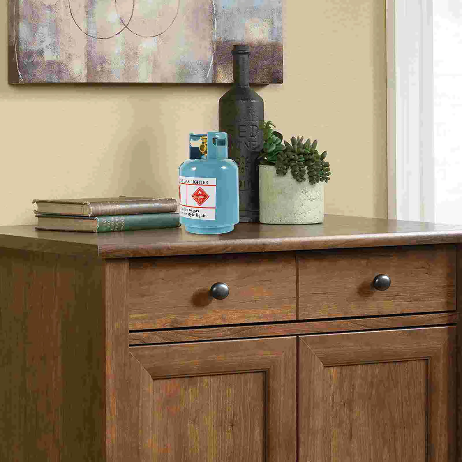 Газовая бутылка-копилка детский орнамент подарок (56 маленьких сине-серых) 1 шт.