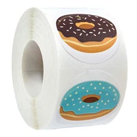 100 500pcs 1inch donut stickers 8 designs homemade bakery baking colorful decoration labels for kids party stationery stickers