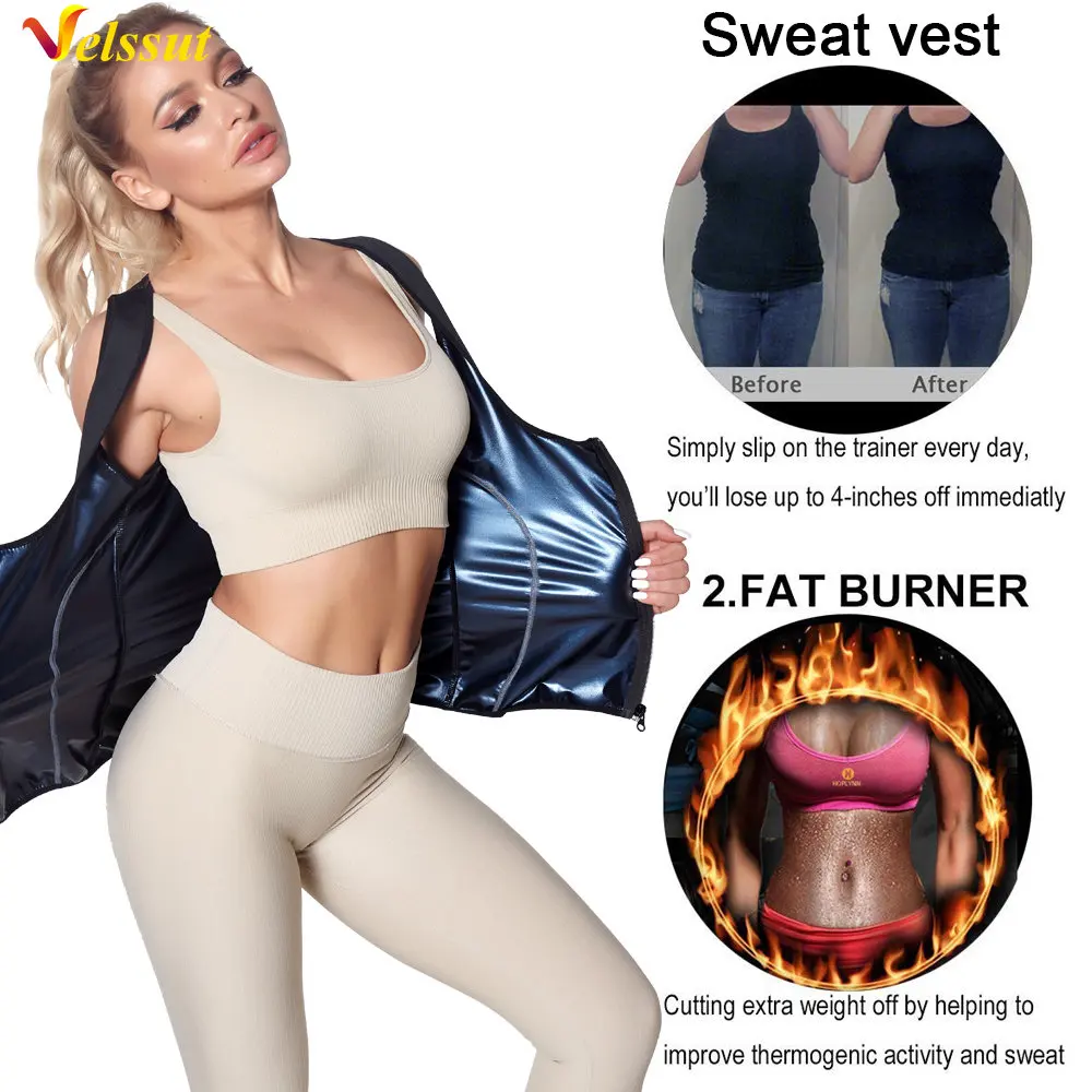 Velssut Sauna Vest for Women Weight Loss Tank Top Hot Sweat Sportwear Slimming Body Shaper Fitness Fat Burning Workout Sport