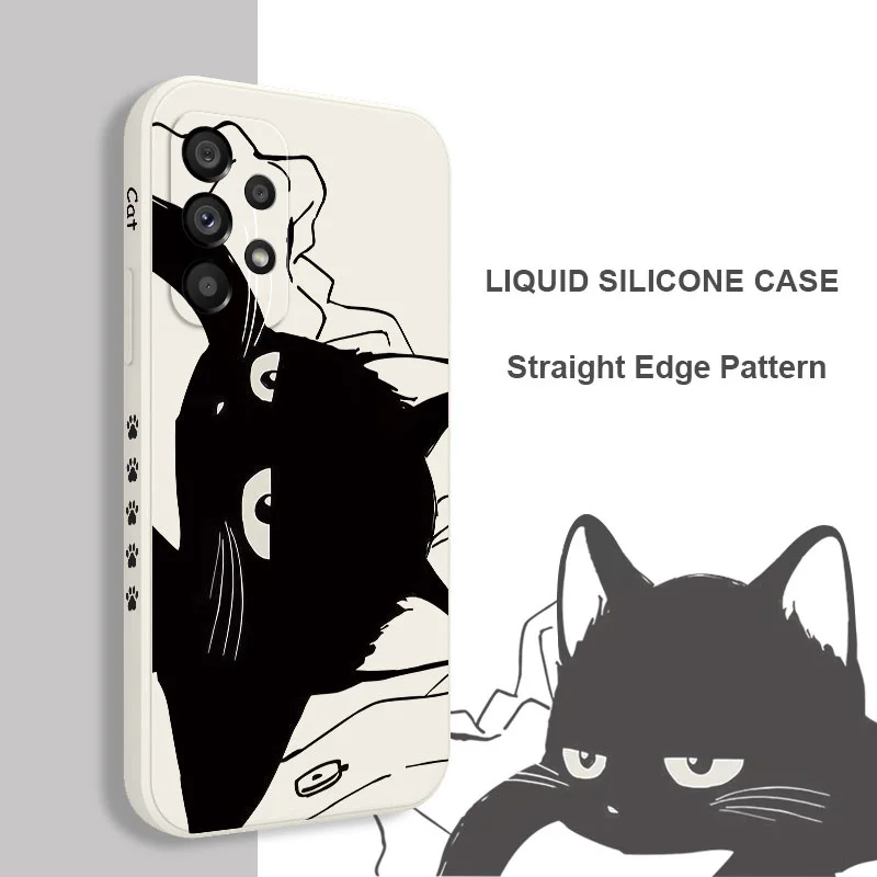 Aggrieved Cat Phone Case For Samsung A54 A34 A24 A14 A73 A53 A33 A23 A13 A03S A04 A04S A72 A52 A52S A32 A22 A12 A71 A51 4G 5G