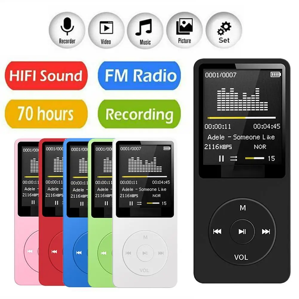 

MP3 Player Rechargeable Record Display Screen Portable Lossless Portable Sports Walking Music Play with Micrphone Red Black