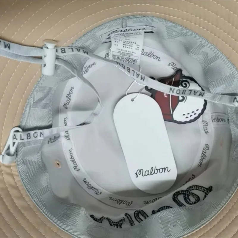 Cotton Style Golf Bucket Hat Couple Khaki Golf Hat with Adjustable Wind Rope Unisex