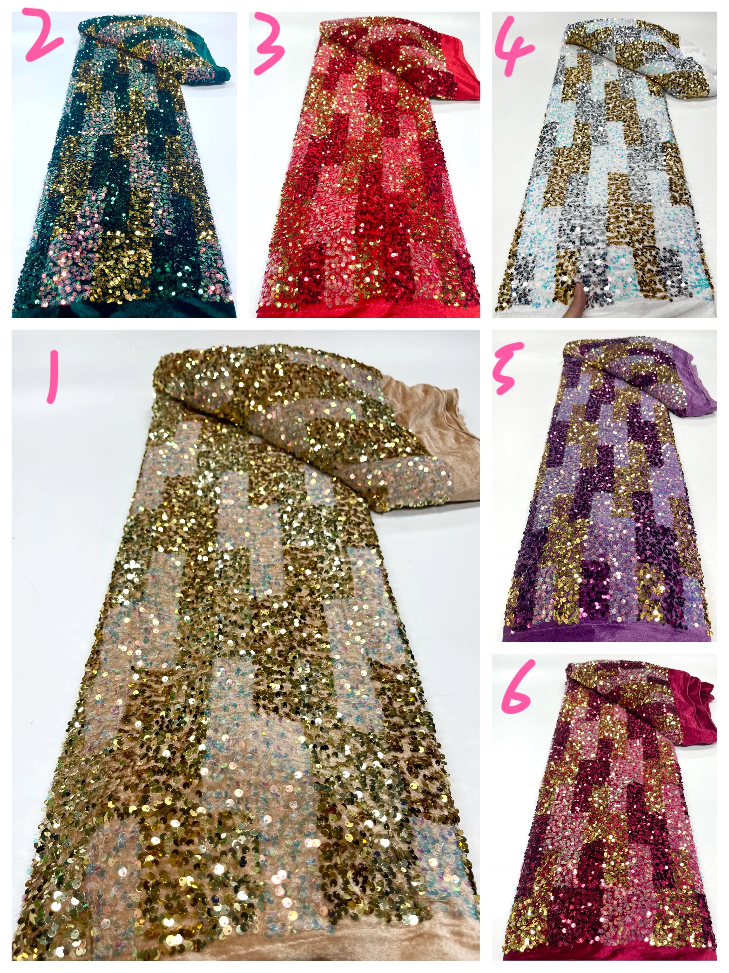 New arrival African Velvet Lace Fabric With Sequins Embroidery Nigerian French Lace Fabric 2022 High Quality Sequined For Dress