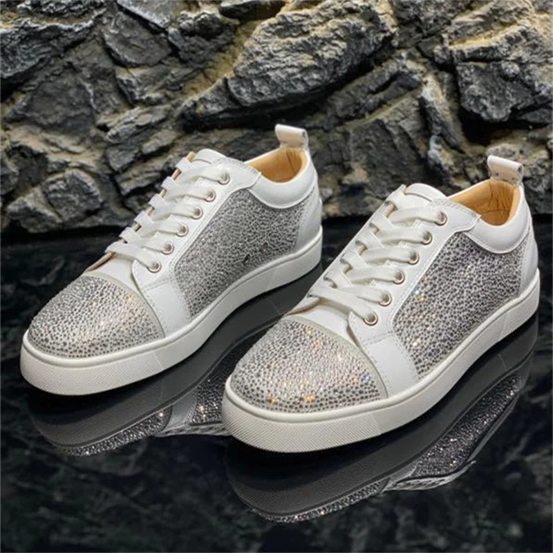 

Кроссовки Стразы для мужчин и женщин, модная Роскошная обувь с красной подошвой, нескользящая обувь для вечеринок, подарок на день рождения,...