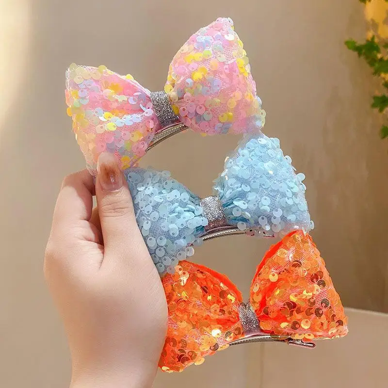 

Заколки для волос Разноцветные с блестками и бантом, 1 шт.