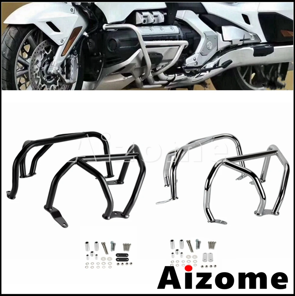 Chrome / Black Steel Engine Crash Bars Protection Bumper for Honda Goldwing GL1800 F6C GL 1800 Motorcycle Accessories 2018-2022