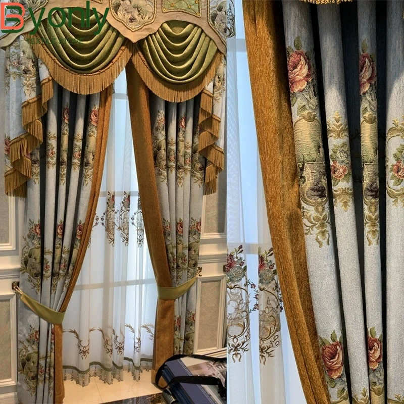 

Занавески Из утолщенной американской ткани, жаккардовые занавески с вышивкой, для гостиной, столовой, спальни, под заказ