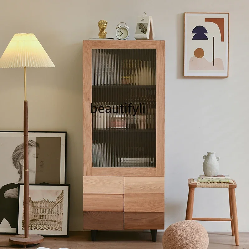 Современный простой цветной стеклянный шкаф-витрина ваби-песочный ветер боковой