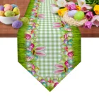 Пасхальное яйцо с ушками кролика, зеленые клетчатые кроличьи дорожки, украшение для дома, праздничная скатерть, кухонные аксессуары, коврик для стола