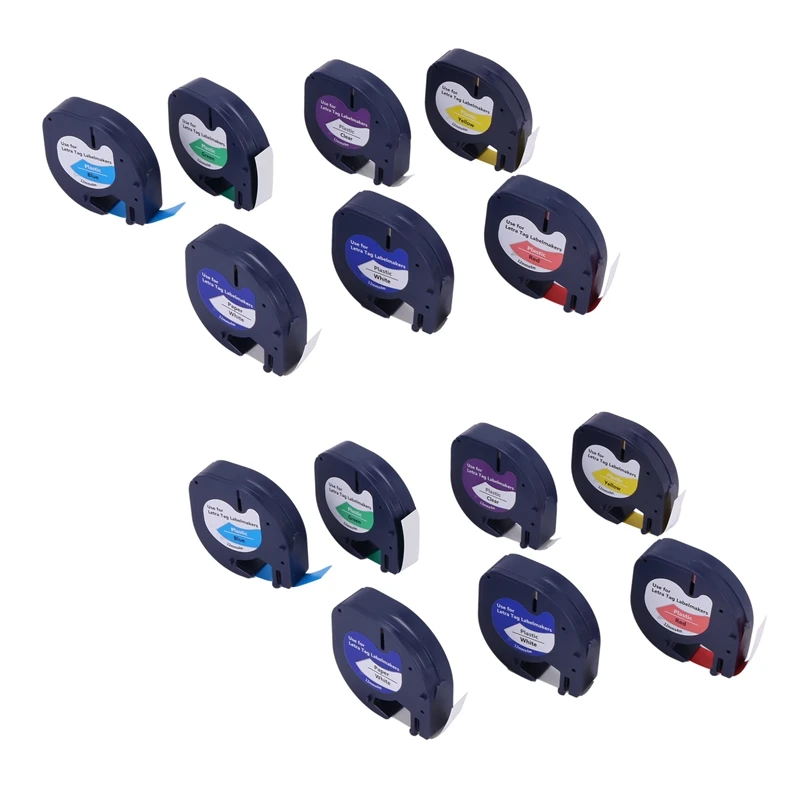 

14 Pack 91201 Compatible For DYMO Letratag Tape 12Mm 91330 16952 91331 91332 Mixed Color Tape For DYMO Letratag Lt-100H