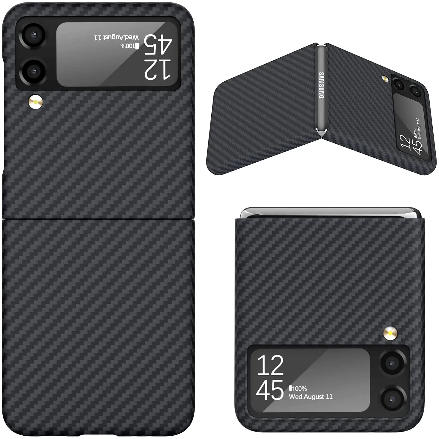 

Real Carbon fiber Phone Case For Samsung Galaxy Z Flip 3 Case, Aramid Fiber Slim Design Z Flip3 5G Anti-fall Phone Shell