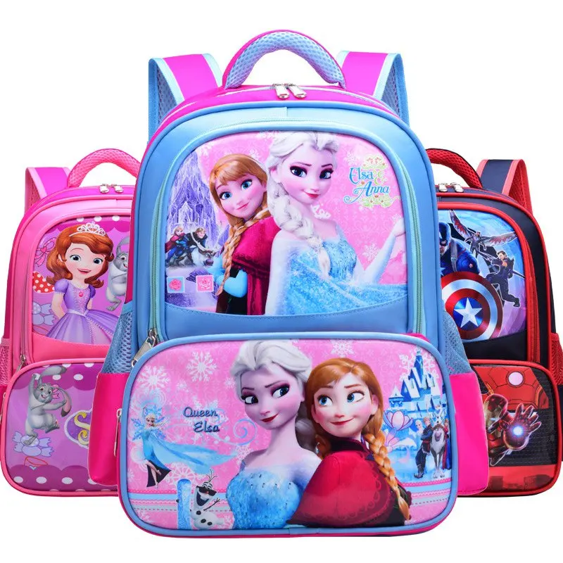 

Disney frozen princess backpack primary school bag new cartoon cute children book bag boys girls reduce the negative bag