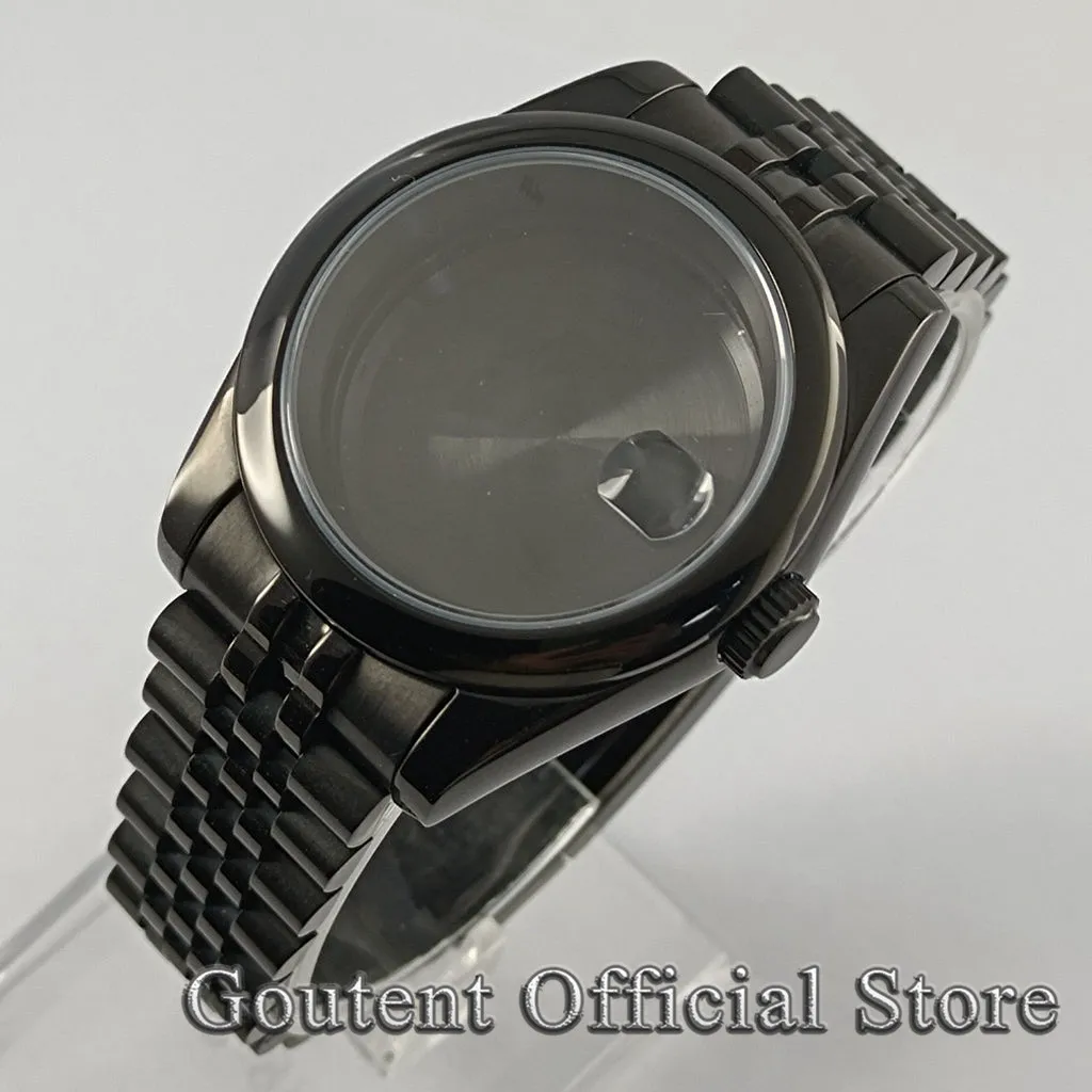 

Чехол для наручных часов с сапфировым стеклом Goutent 36 мм/40 мм, черный подходит для NH35 NH36 Miyota 8215/821A,DG2813 3804,ETA 2836 2824 PT5000