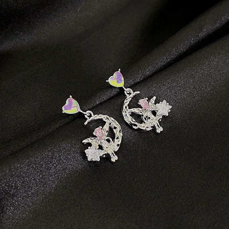 

Korean Fashion Love Star Moon Myth Butterfly Zircon Stud Earrings Geometric Irregular Earrings for Women Girl Jewelry Gifts