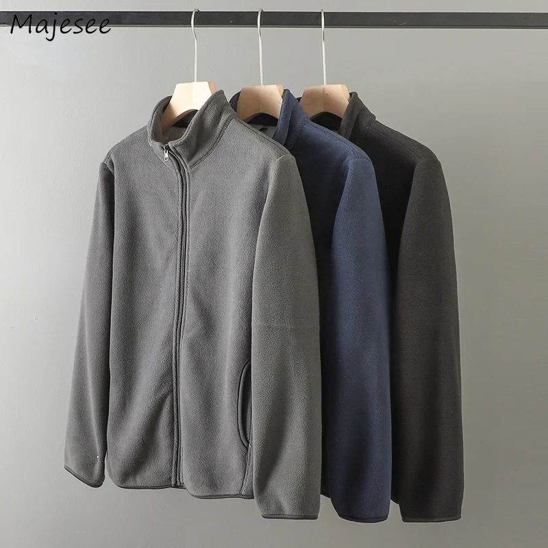 

Short Style Parkas Men Outwear Winter New Thick Wool Liner Stand Collar Zip-up Warm Harajuku Pockets American Design Soft Simple