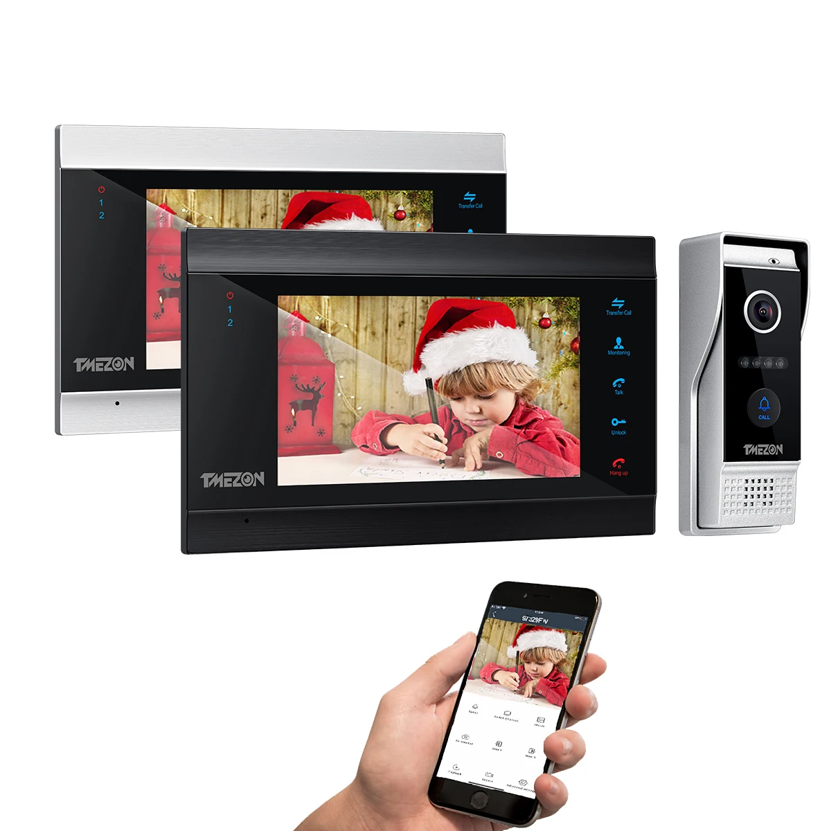 Умный видеодомофон TUYA TMEZON беспроводной домофон с экраном 7 дюймов Wi-Fi 1080p 2