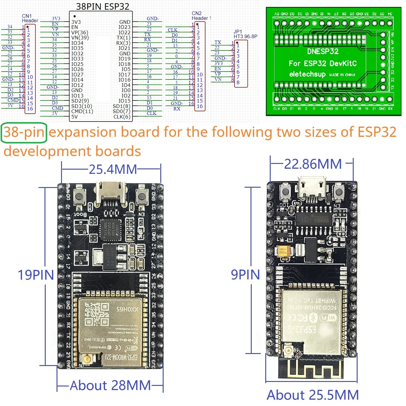 30PIN 38PIN ESP32 плата расширения для монтажа на DIN-рейку ESP-WROOM-32 Wi-Fi BT модуль макетная