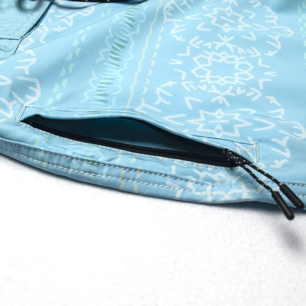 Мужские шорты для серфинга синие пляжные с цветочным принтом плавания