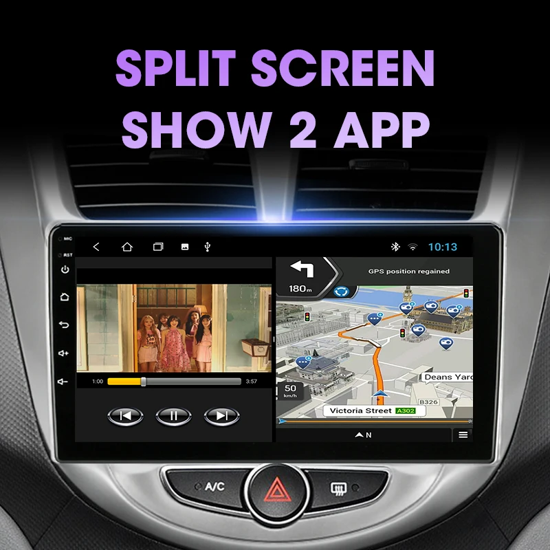 $82.77 JMCQ 2Din Android 11 Car Radio for Hyundai Solaris Verna Accent I25 2010-2016 Multimidia Video Player GPS Navigaion Split Screen