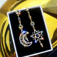 asymmetrical star moon earrings women fashion korean temperament earrings long personality ear jewelry earrings