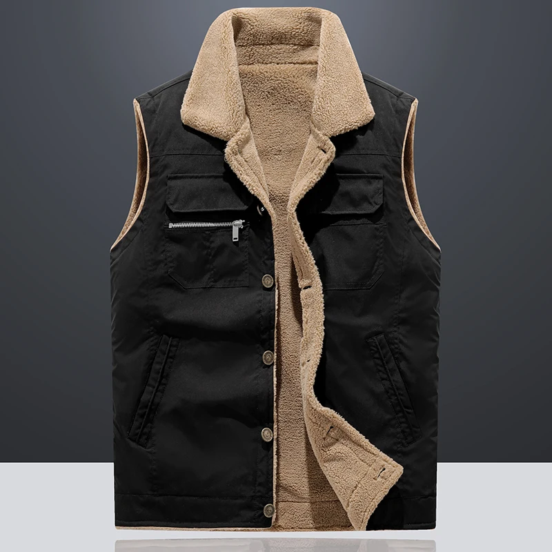 

Military Black Blue 2022 Jacket Fashion Fishing Plus Velvet Vests For Men's Photography Waistcoat Casual Winter Autumn Outdoors